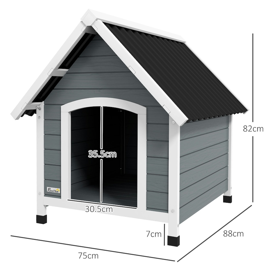 image 1 of PawHut Dog Kennel Outdoor Dog House w/ Removable Floor, for Medium Dogs