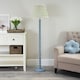 image 2 of ValueLights Bobbles Blue Bobbin Floor Lamp Pink Aztec Pleat Shade and Bulb