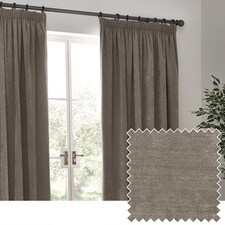 Heavy Chenille Blackout Pencil Pleat Curtain Pair | Grey | Greige | 2