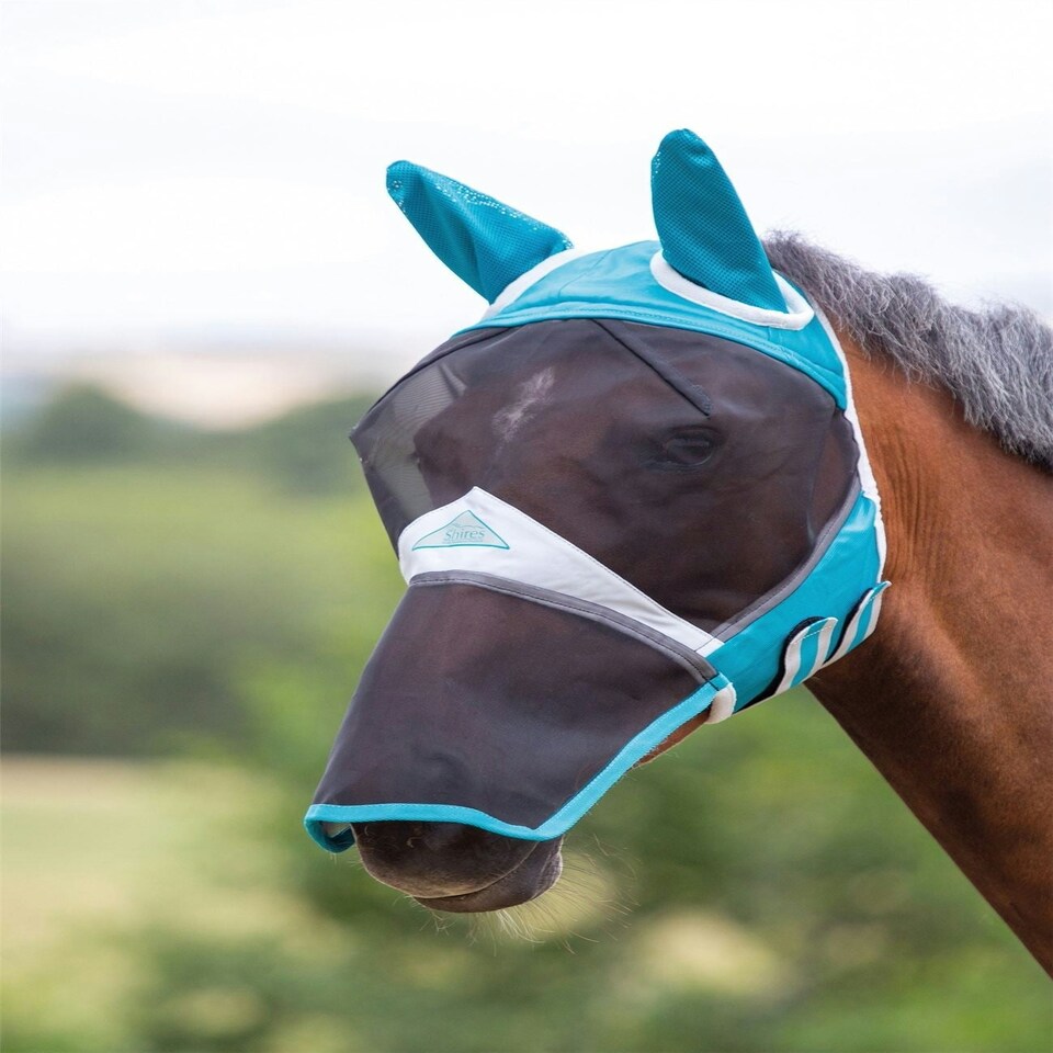 image 1 of Shires Fine Mesh Fly Mask with Ears & Nose Black | X-Small Pony