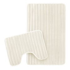Ribbed Bath Mat Set in Cream Beige | Cream | Cream