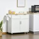 image 2 of HOMCOM Modern Rolling Kitchen Island w/ Adjustable Shelves, White