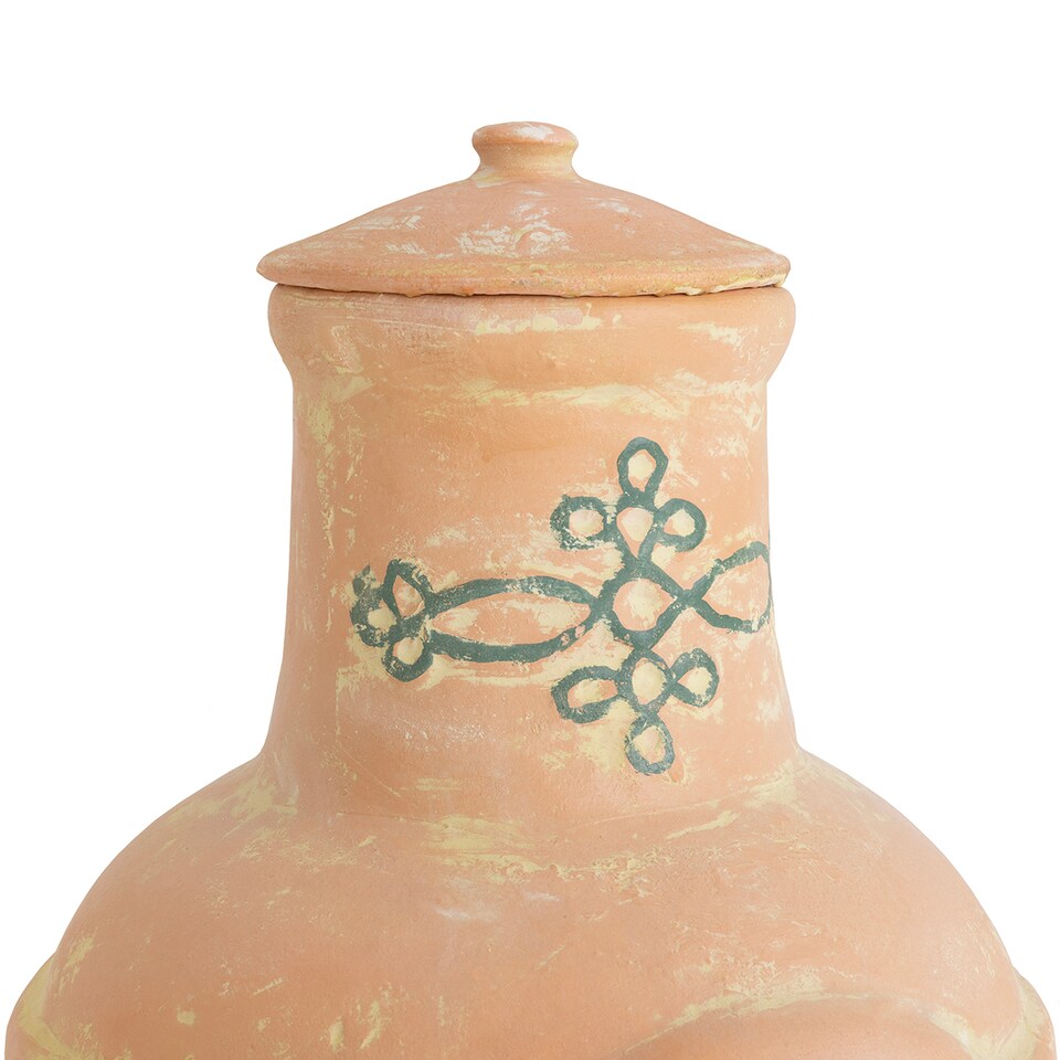 image 1 of Charles Bentley Small Terracotta Clay Chimenea BBQ Grill with Artisan Design