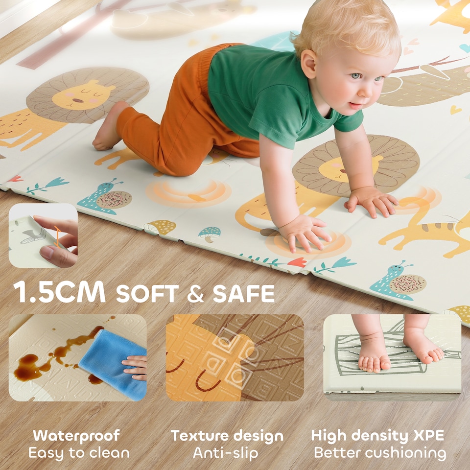 image 1 of AIYAPLAY Baby Play Mat, Foldable Activity Playmat, Animal Theme