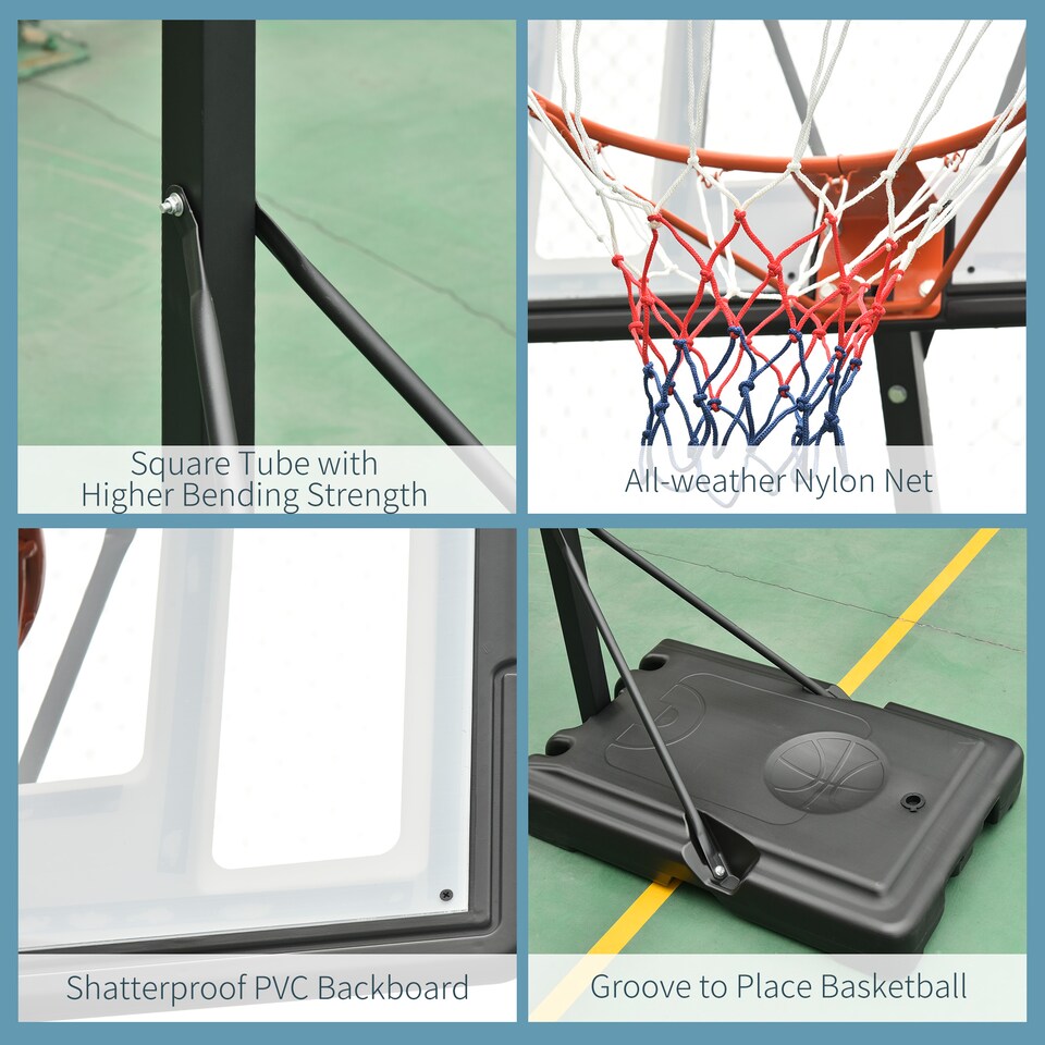 image 1 of HOMCOM Basketball Hoop 255-305cm Height Adjustable Stand with Wheels