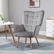 image 2 of HOMCOM Modern Accent Chair, Upholstered Tufted Wingback Armchair with Seat Padding, Velvet Leisure Lounge Bedroom Chair with Wood Legs, Grey