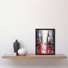 Manchester Street View Abstract Living Room Black Framed Wall Art Print A4