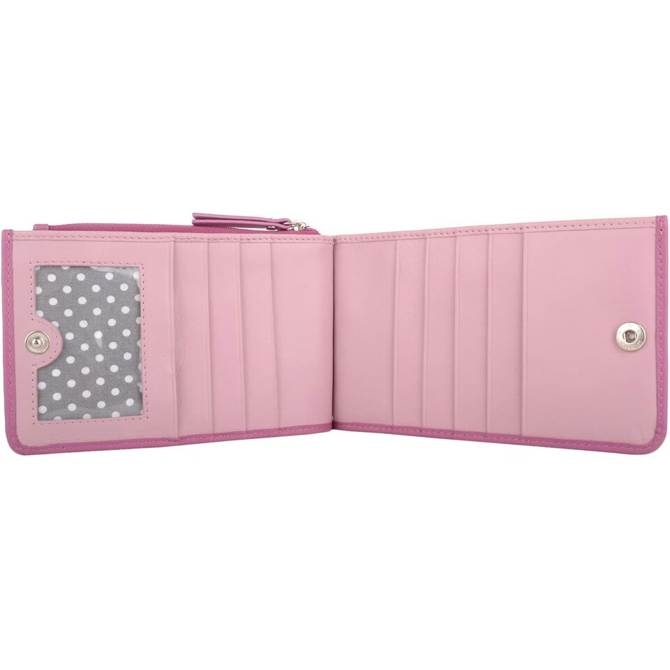 image 1 of Genuine Soft Leather RFID Protected Money Credit Card Holder Purse Pink | Pink/Blush