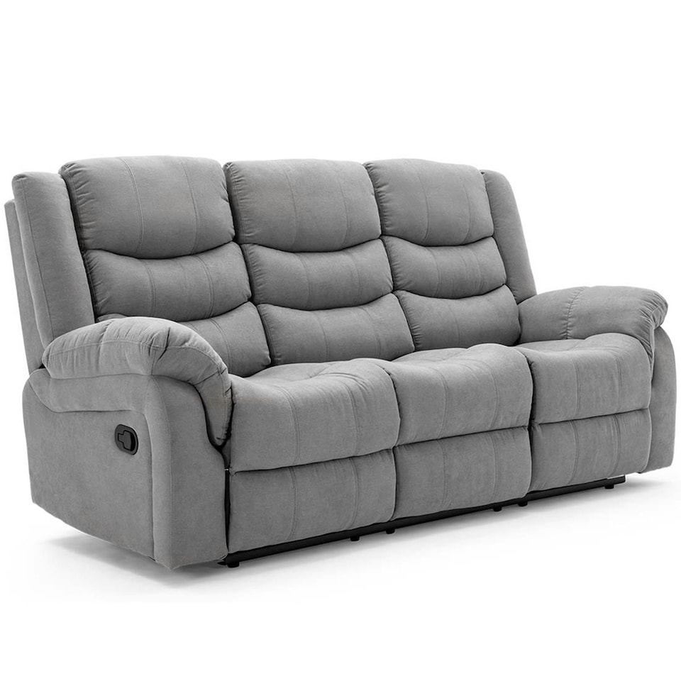 image 1 of Seattle Manual Fabric Recliner 3 Seater Sofa (Grey)