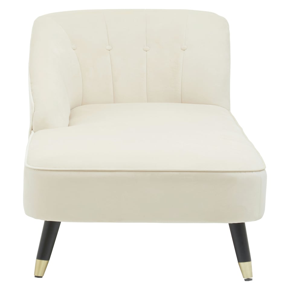 image 1 of Interiors by Premier Cream Chaise Lounge Sofa, Upholstered Velvet Sofa for Lounge, Living Room, Right Arm Chaise Accent Lounge