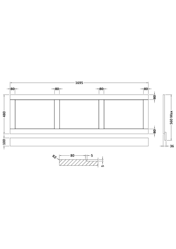 image 1 of Balterley 1700mm Bath Front Panel WGGREY