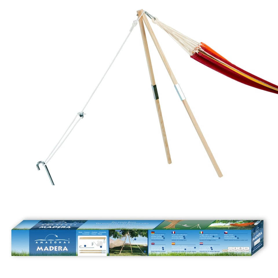 image 1 of Madera Wooden Post Hammock Stand Brown