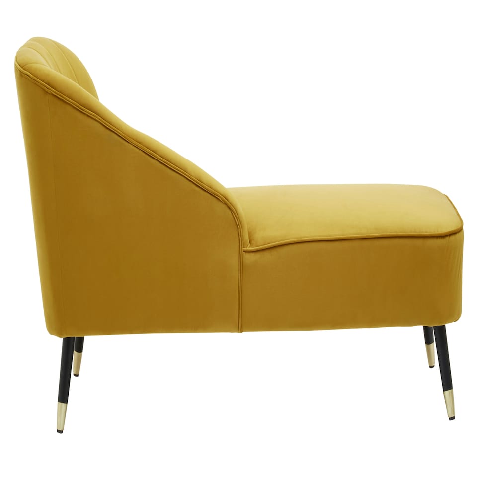 image 1 of Interiors by Premier Yellow Chaise Lounge Sofa, Upholstered Velvet Sofa for Lounge, Living Room, Right Arm Chaise Accent Lounge