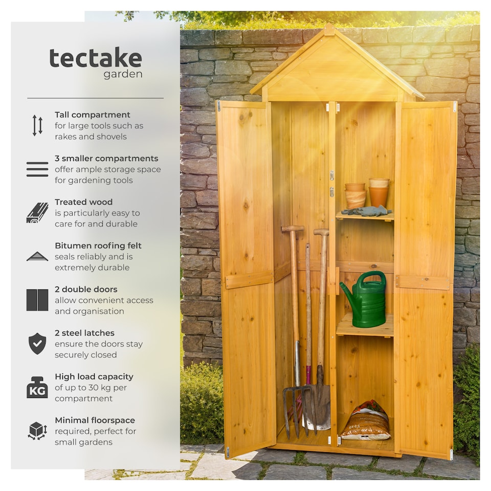 image 1 of Garden Shed with Pitch Roof - impregnated wood, Bitumen roofing felt | Brown | brown | 80,50 x 60 x 213,50 cm | 1