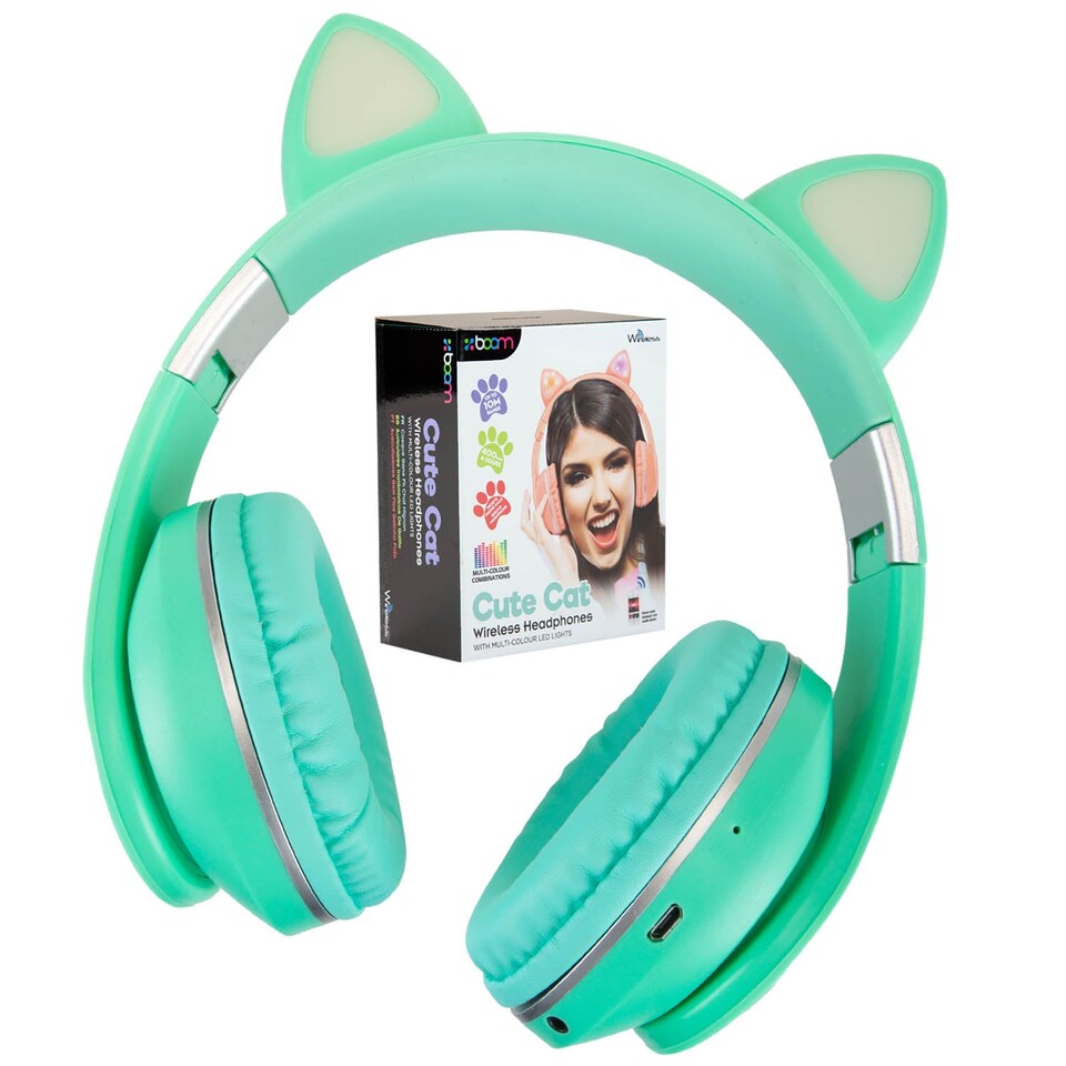 image 1 of VFM e-Store Cat Wireless Headphones Pastel Cat Ears - Foldable, Padded, Rechargeable 400 mAh