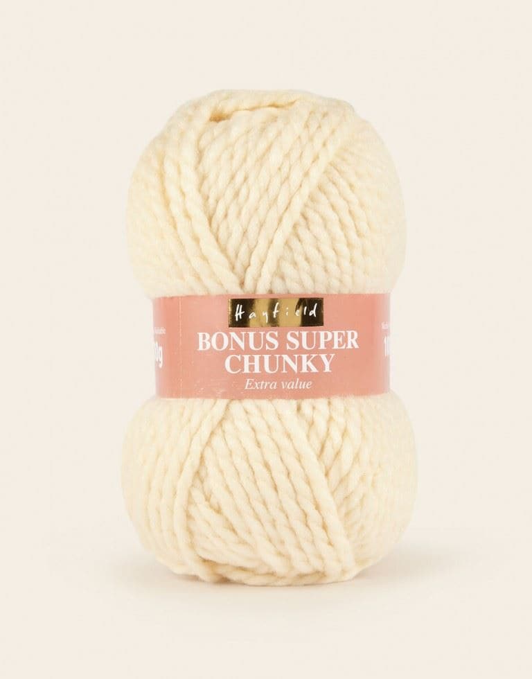 Hayfield Cream Bonus Super Chunky Yarn (Value Pack 10 x 100g Balls) For Crochet, Knitting - 82m per ball