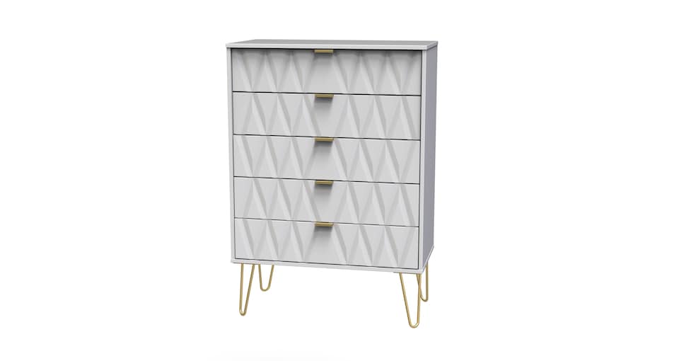 image 1 of Dallas 5 Drawer Chest of Drawers in White Matt (Ready Assembled) | White | White Matt