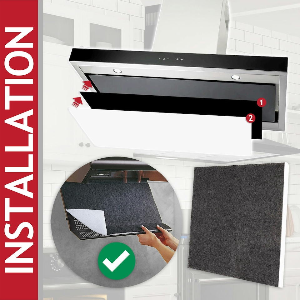 image 1 of SPARES2GO Carbon + Foam Grease Filter Kit for Diplomat Cooker Hood Vent Extractors (Cut to Size, 57cm x 47cm)