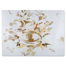 Golden Flower Print Glass Chopping Board | Multi