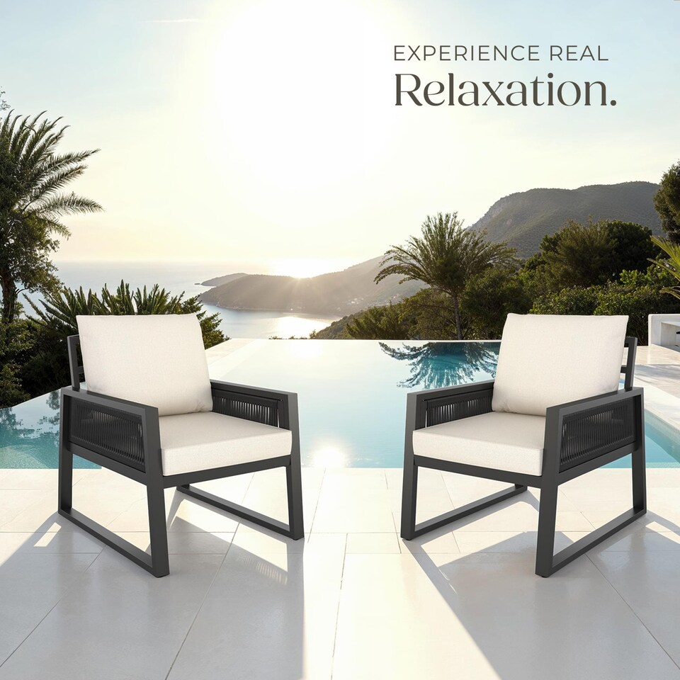 image 1 of Garden Furniture Set Capri in a Corded Design and Aluminium Frame | Grey | anthracite | 76,50 x 67 x 85 cm | 1