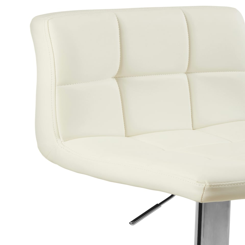 image 1 of Interiors By Premier Sleek White Quilted Chrome Base Bar Stool, Comfortable Bar Chair, Adjustable Height Modern Bar Stool