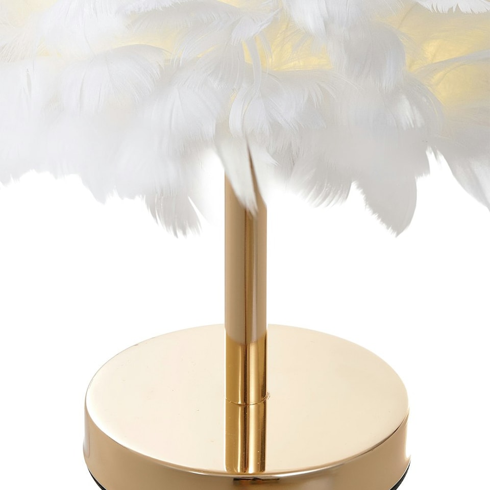 image 1 of Living and Home Chic Feather Table Lamp | White