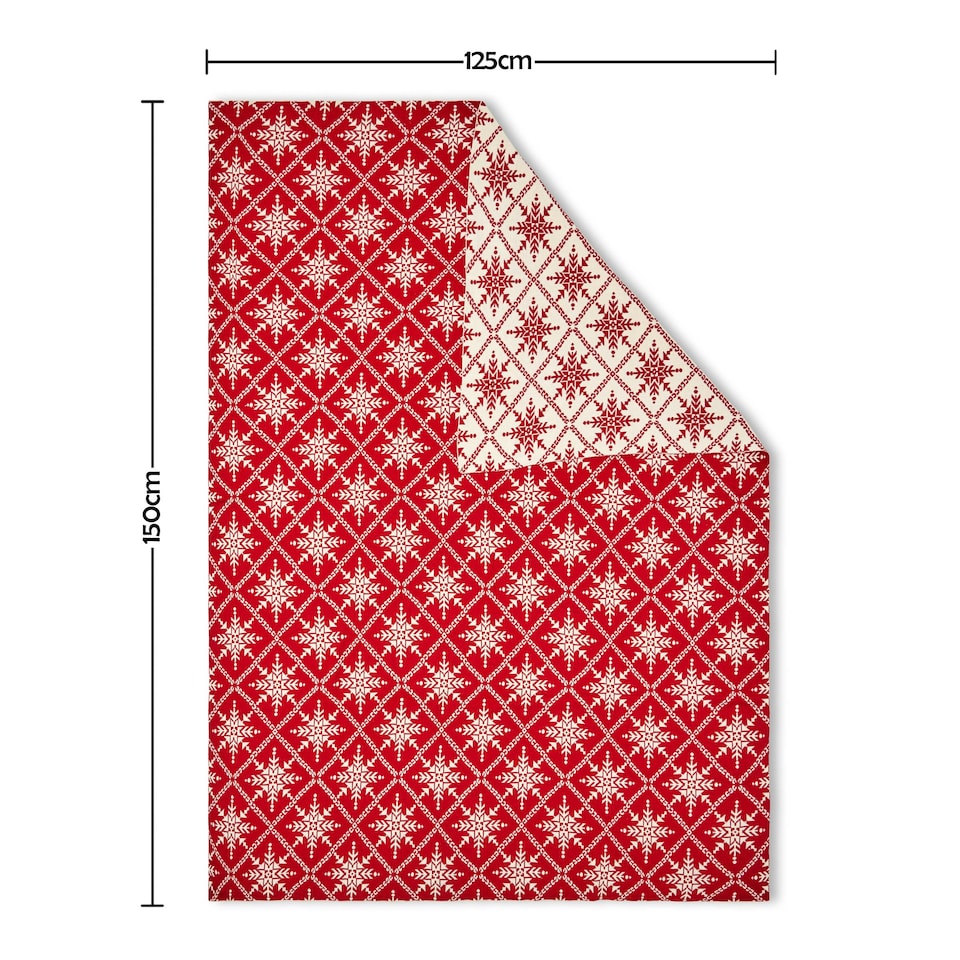 image 1 of BHS Christmas Traditional Snow Flake Reversible Throw, Red | Red | Red | 1