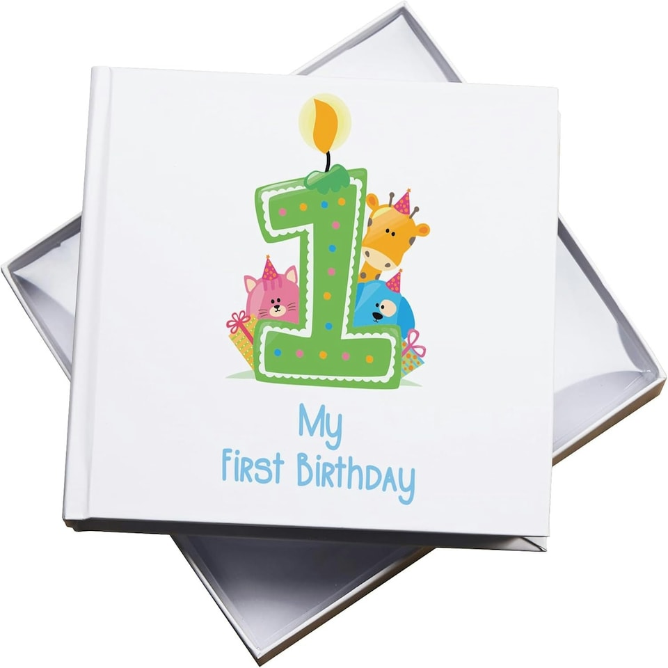 image 1 of 1st Birthday Baby Boy Photo Album Gift 50 x 6" x 4" Photos White