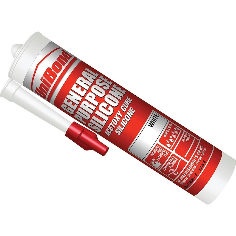 image 1 of UniBond Indoor General Purpose Silicone Sealant Cartridge White, 273 g