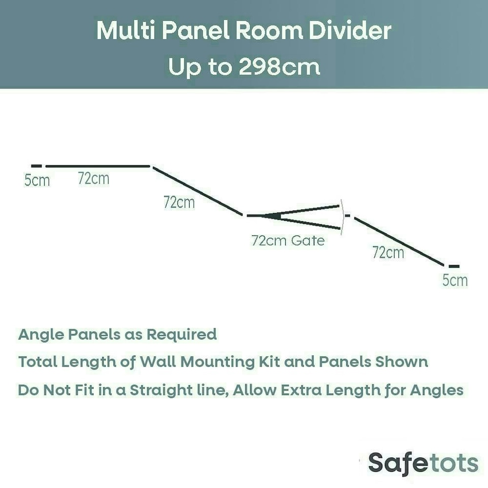 image 1 of Safetots Premium Extra Tall Room Divider, up to 298cm Wide, White, 105cm Tall, Multi Panel Flexible Room Barrier, Room Divider with Door for Baby White