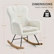 image 3 of Yaheetech High Back Rocking Accent Chair with Beech Wood Legs | White | Ivory