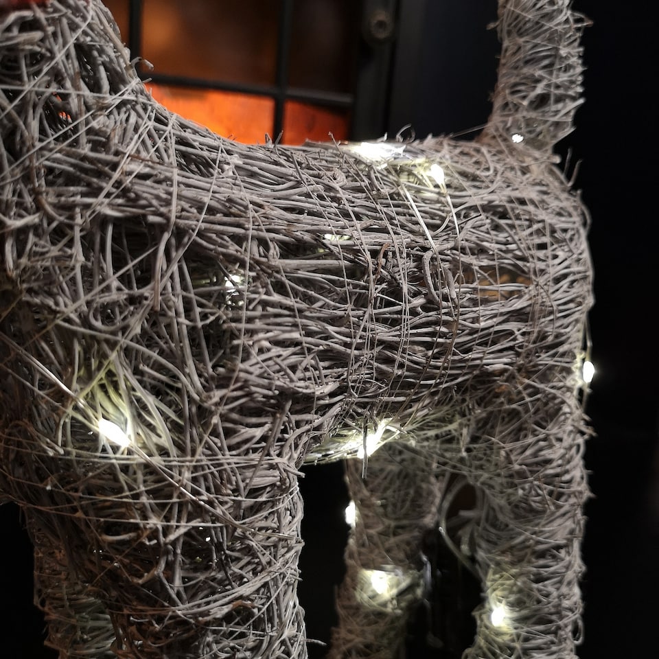 image 1 of 51cm Battery Operated Rattan Woven Blitzen Reindeer with Warm White LEDs