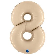 Satin Cream Number 8 Helium Foil Giant Balloon 102cm / 40 in