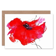 Dt Single Painted Poppy Birthday Card