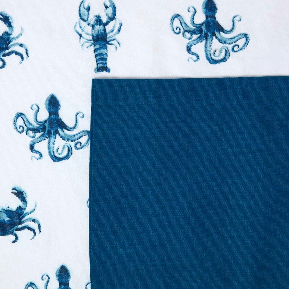 image 1 of Homescapes Blue Sea Animal 100% Cotton Apron | Blue | One Size