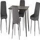 image 1 of Marlow Dining Set with Avery Chairs Black | Black Marble/Grey