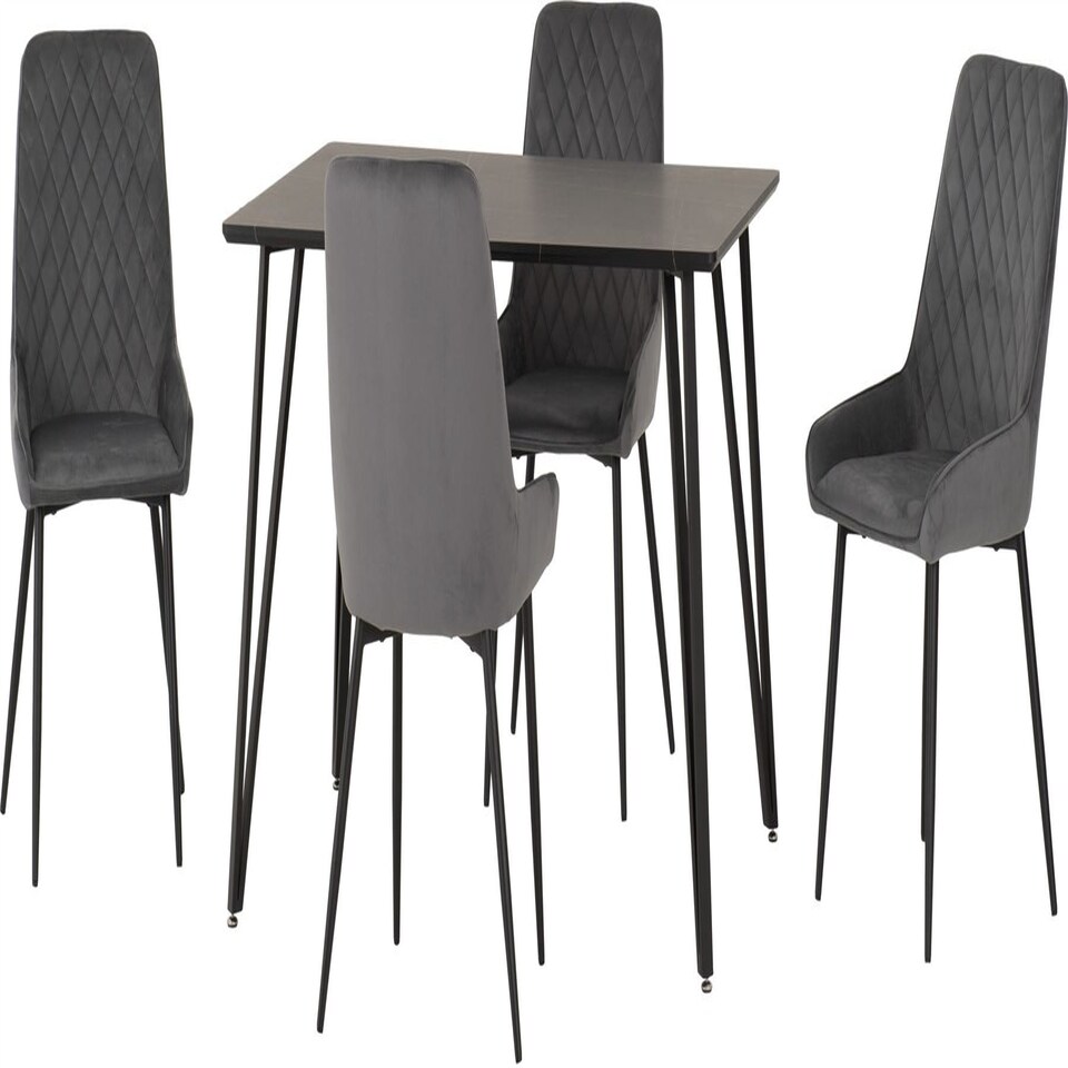 image 1 of Marlow Dining Set with Avery Chairs Black | Black Marble/Grey