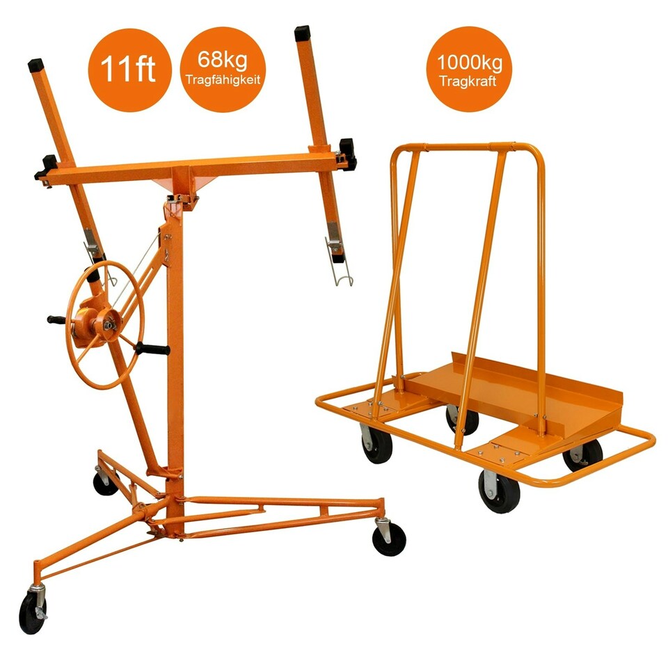 image 1 of Drywall Lifter Hoist 11ft & Plaster Board Trolley