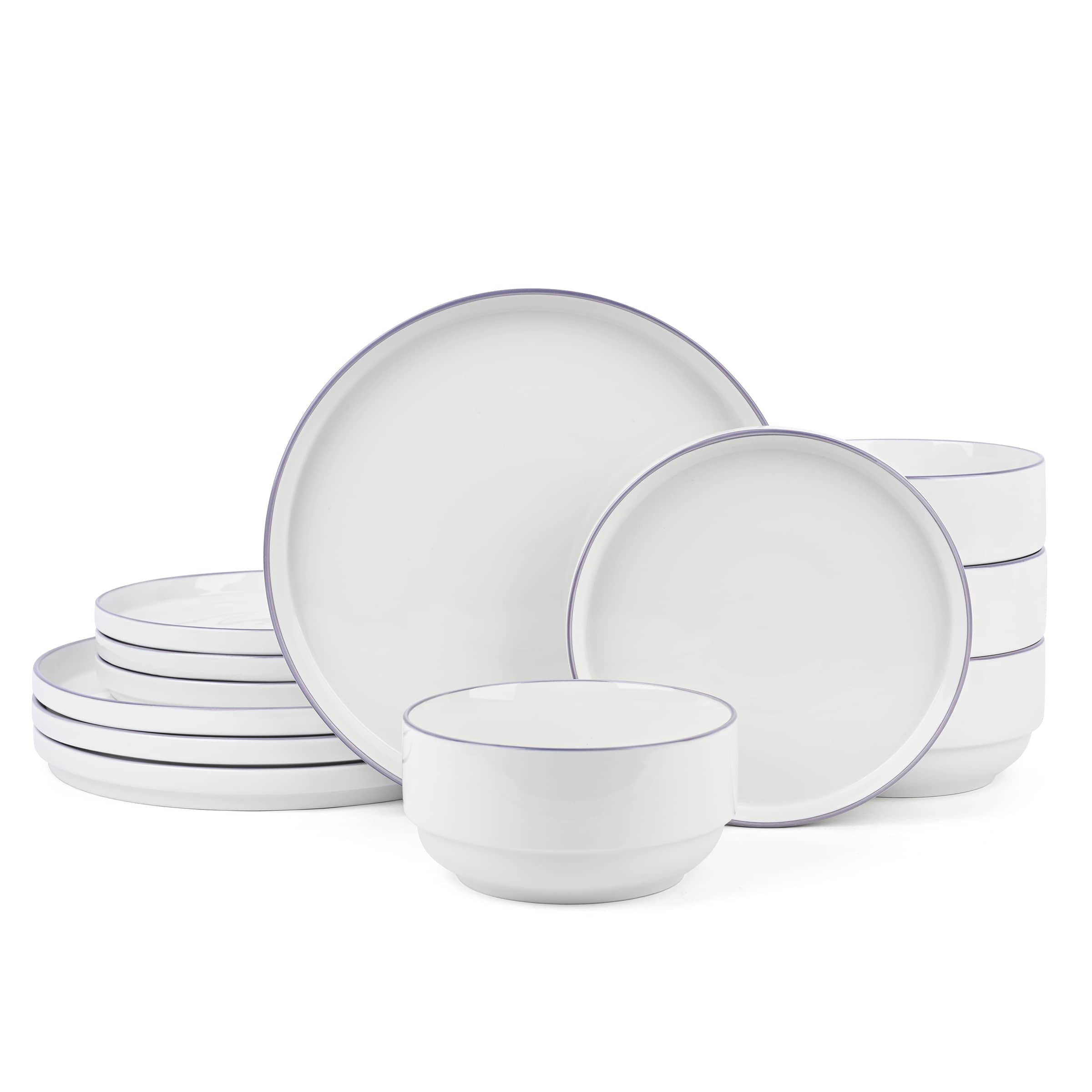12pc Stackable Purple Dinner Set