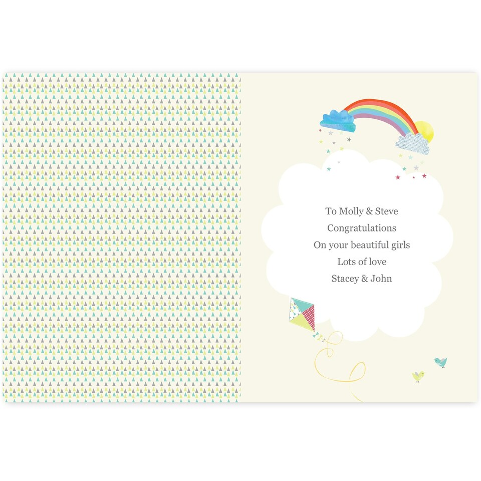 image 1 of Personalised Hessian Elephant Twins Card