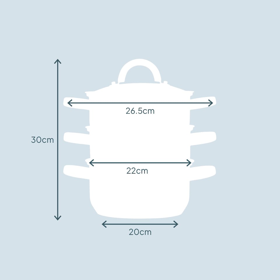 image 1 of Cooks Professional 3 Tier Stainless Steel Steamer Pan - Suitable for All Hobs | Silver | Silver | 20cm | 1