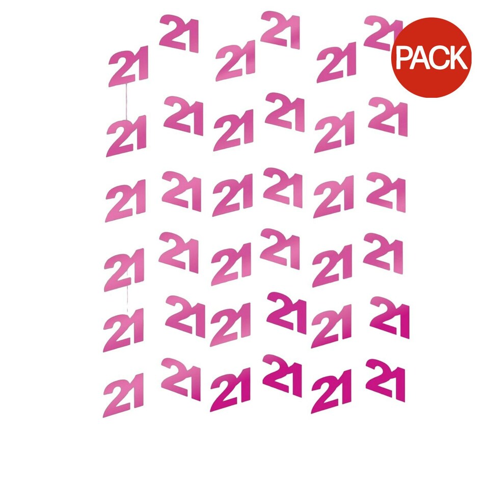 Amscan String 21st Birthday Hanging Decoration (Pack of 6) - Pink - One Size