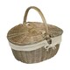 image 1 of Antique Wash Finish Oval Lined Picnic Basket White | Off White | One Size