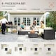image 5 of Outsunny 8pc Rattan Sofa Garden Furniture Aluminium Outdoor Patio Set Black