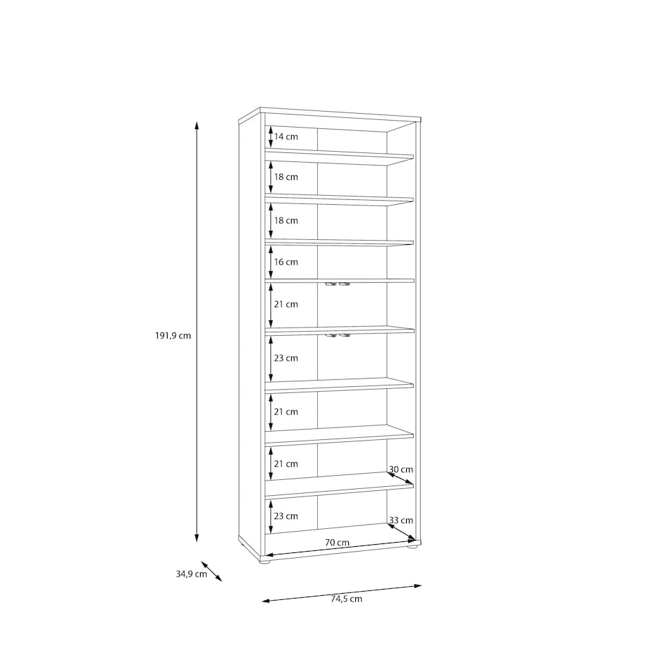 image 1 of Alice Springs Tall Shoe Cabinet with 4 Doors Push-to-Open in Light Grey