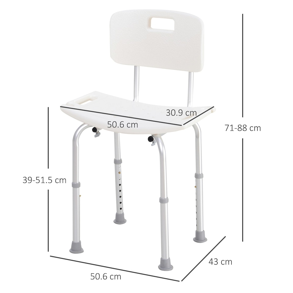 image 1 of HOMCOM Bath Chair Shower Seat, Safety Bathroom Elderly Aids