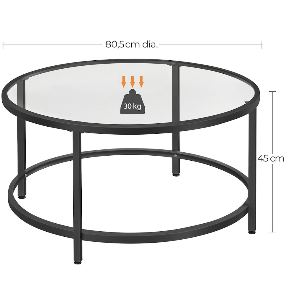 image 1 of Yaheetech  Tempered Glass Round Coffee Table