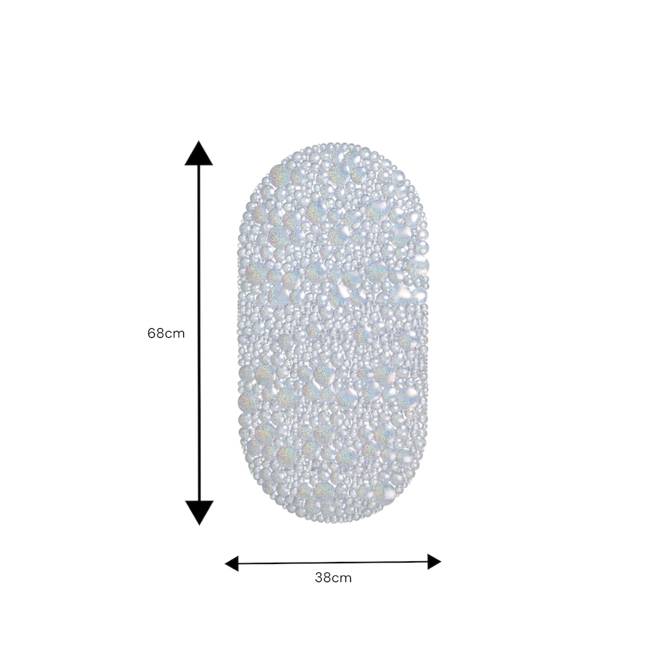 image 1 of Showerdrape Hyrdro Anti Slip Glitter PVC Bath Mat 68cm x 38cm - 2 Set | Grey | Glitter | 2
