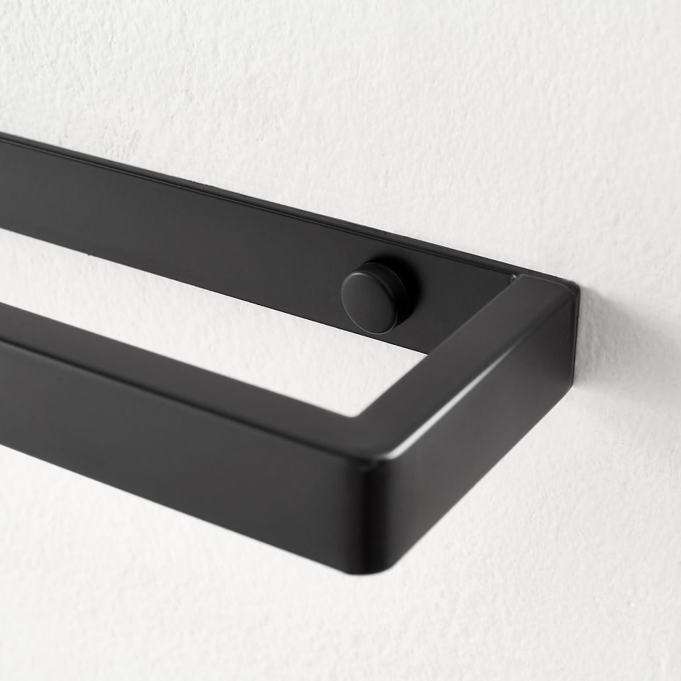 image 1 of House of Home Wall Mounted Black Towel Holder 40cm Rectangle Rail