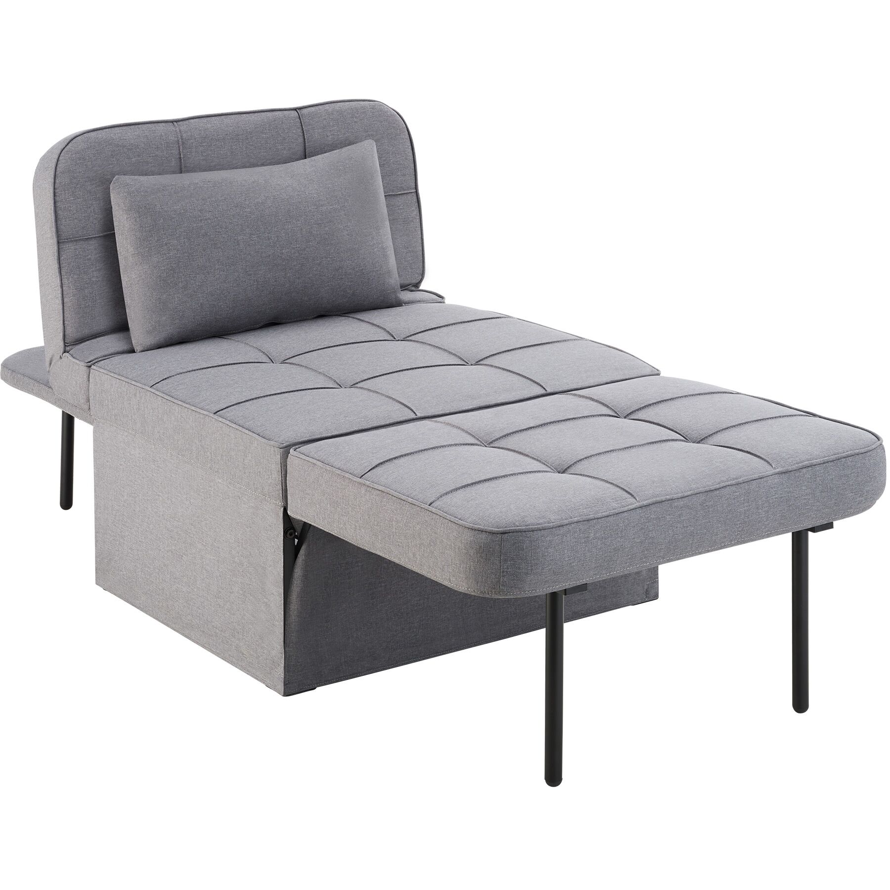 Sofa Bed Ponto - 4 in 1 uses as a stool, chair, lounger or bed, 6-position adjustable backrest | Grey | grey | One Size | 1